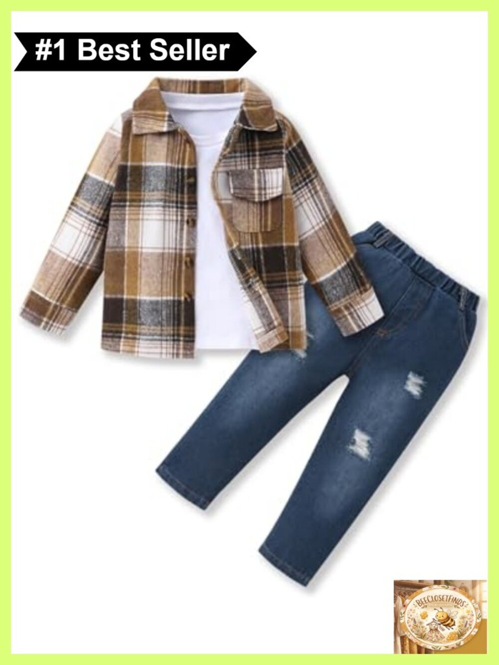 Toddler Boy 3Pc Plaid Button Down Shirt T-Shirt Pants Set